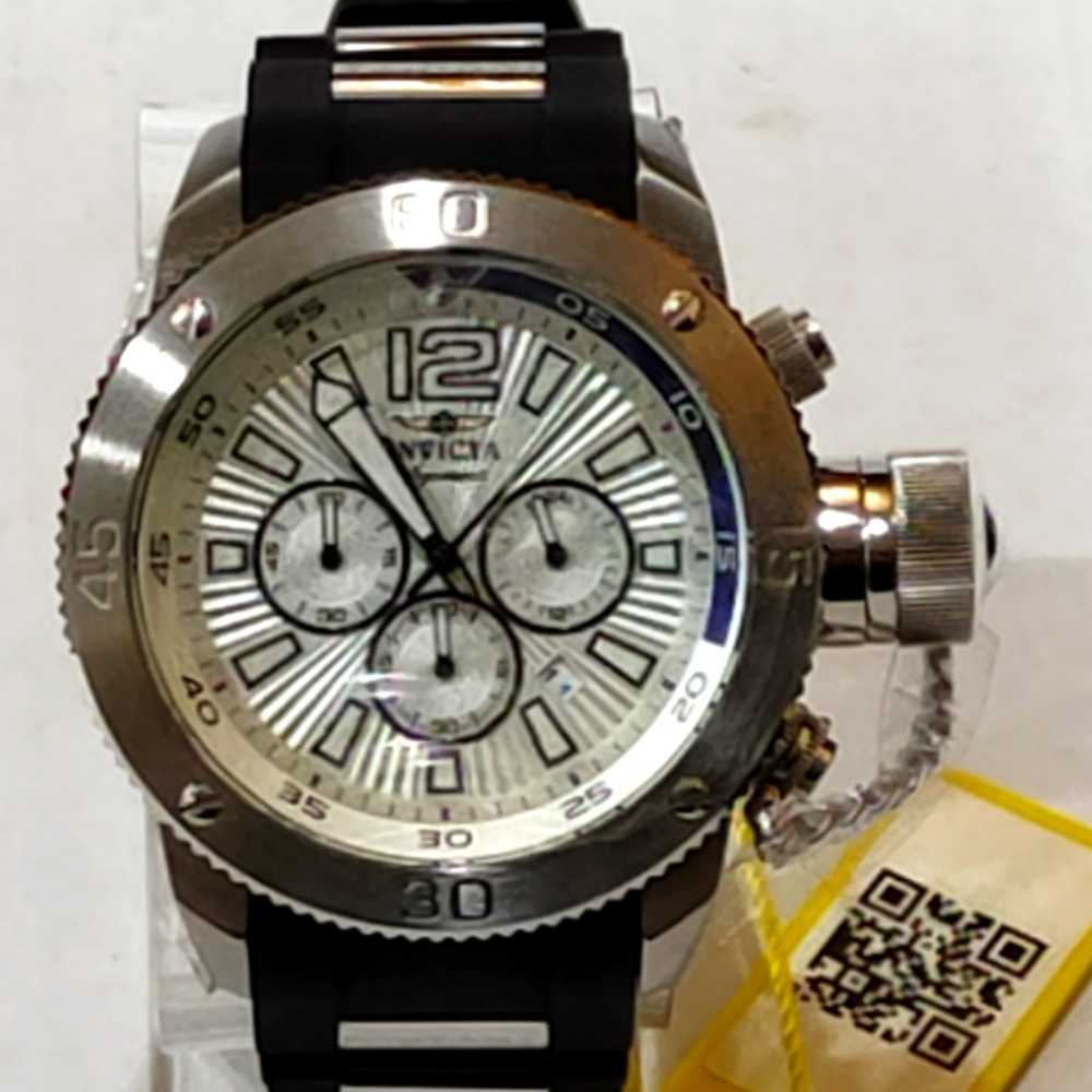 Invicta 52mm Russian Diver Signature ll Silver Dial Chronograph Watch.